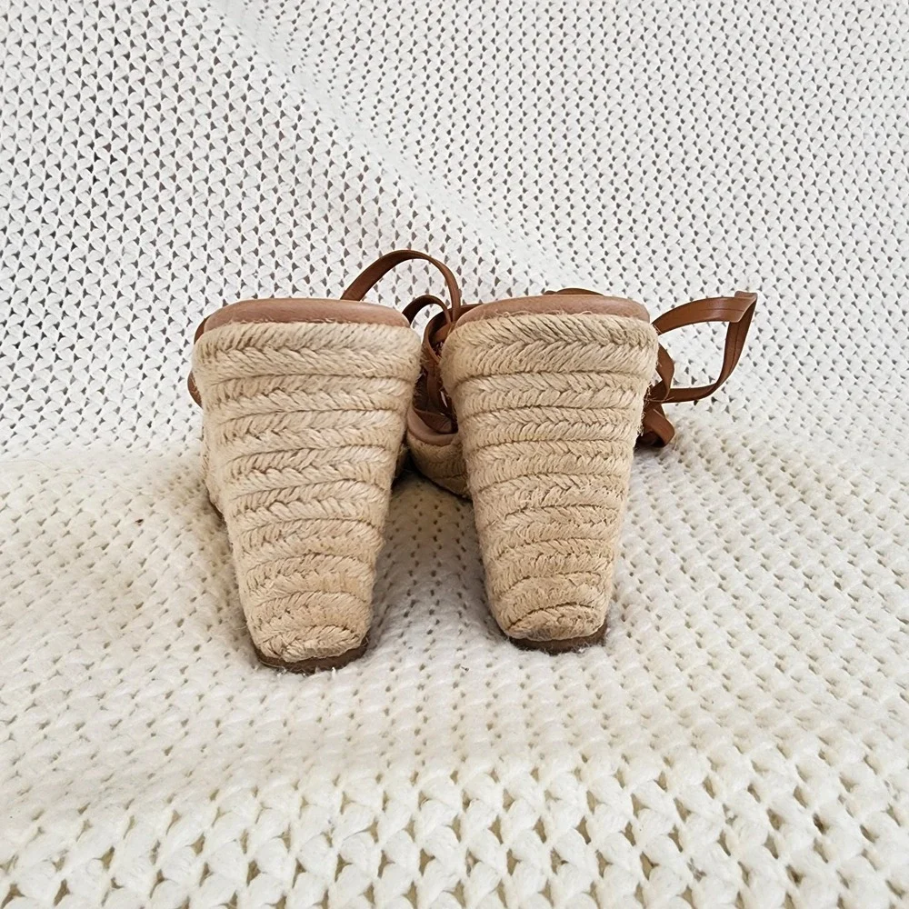 Chelsea and Violet Mariah Brown‎ Wrap Espadrille Sandals Women's Size9